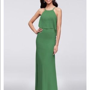 Flounced Crinkle Chiffon Halter Dress